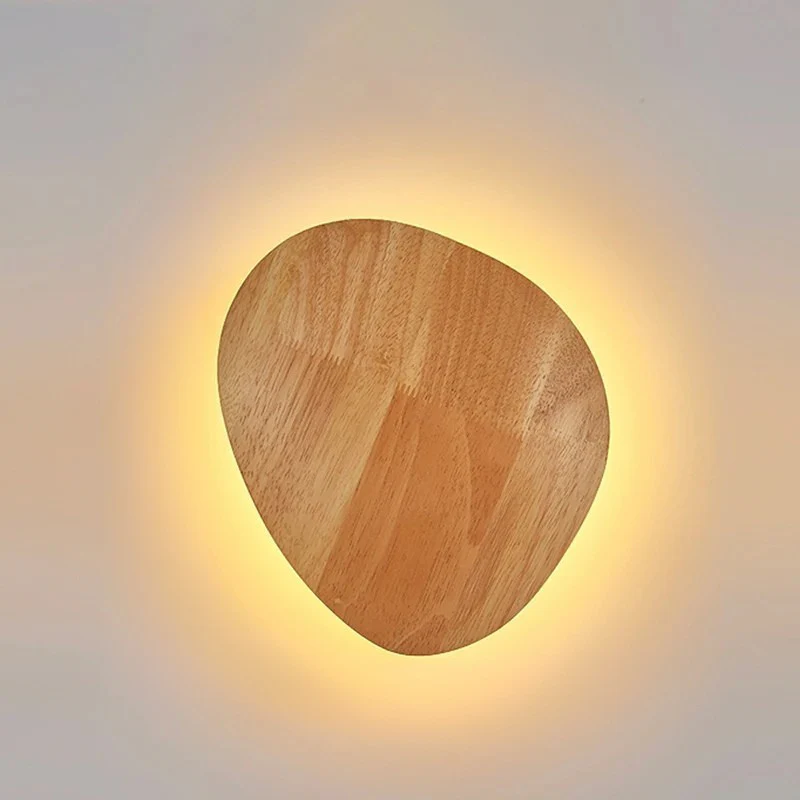 Nordic LED Wall Light Circular Wooden Modern Bedside Bedroom Staircase Sconce - Image 8