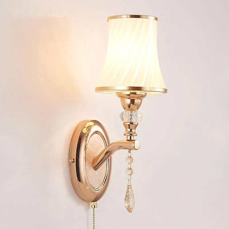 Nordic LED Wall Sconce with Switch Glass Shade Bedroom Bedside Living Room - Image 2