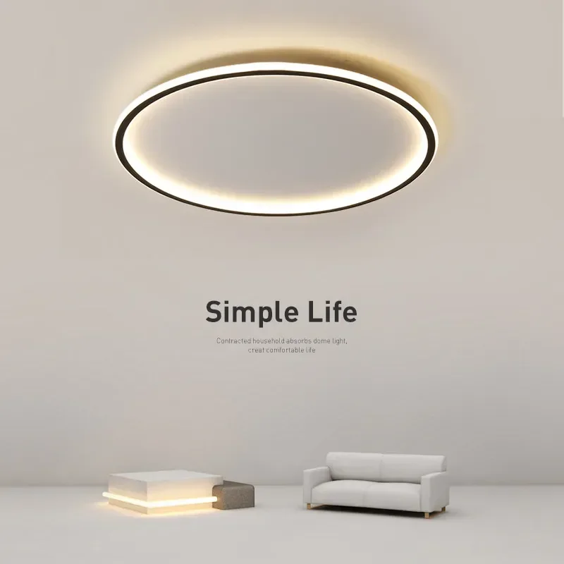 Nordic Minimalist LED Ceiling Light Circular Remote Control Bedroom Living Room - Image 2
