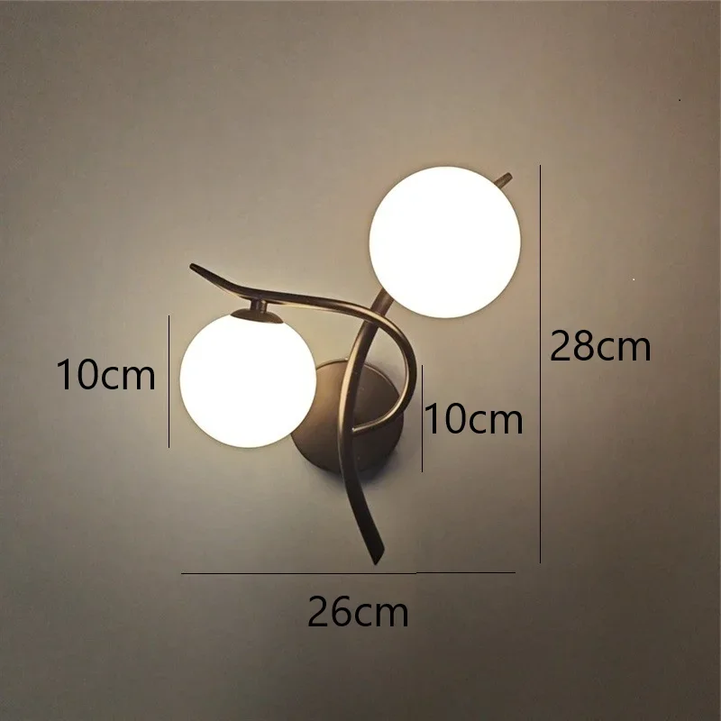 Nordic Modern LED Iron Wall Lamp Bedroom Bedside Corridor Glass Ball G9 Light - Image 10