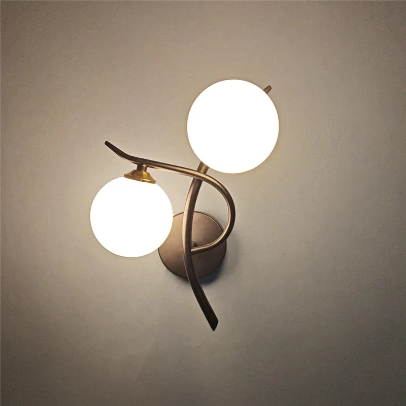 Nordic Modern LED Iron Wall Lamp Bedroom Bedside Corridor Glass Ball G9 Light - Image 5