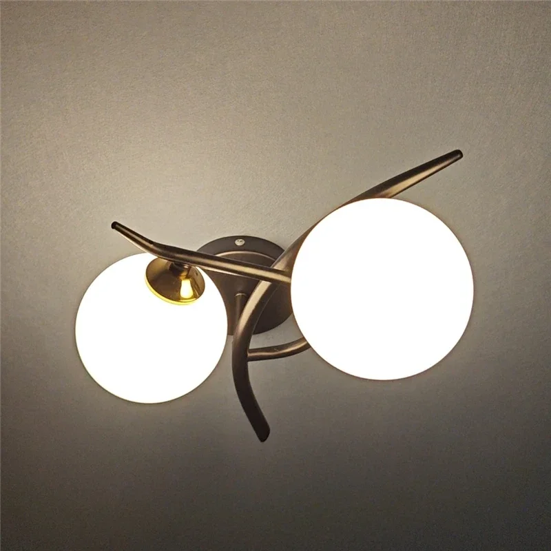 Nordic Modern LED Iron Wall Lamp Bedroom Bedside Corridor Glass Ball G9 Light - Image 6