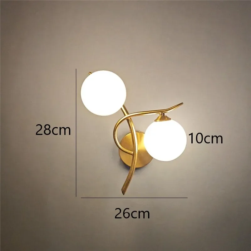 Nordic Modern LED Iron Wall Lamp Bedroom Bedside Corridor Glass Ball G9 Light - Image 7