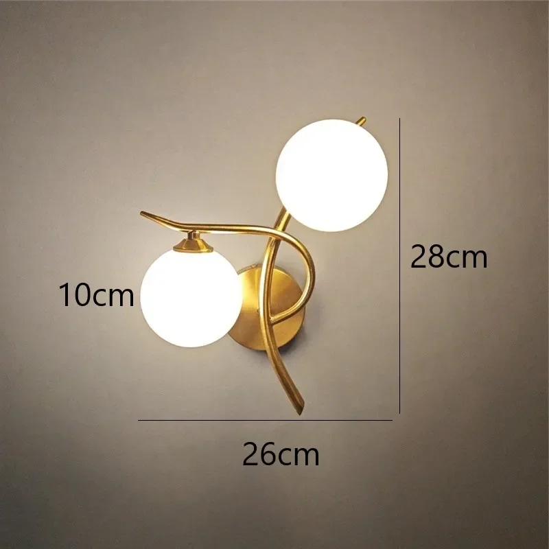 Nordic Modern LED Iron Wall Lamp Bedroom Bedside Corridor Glass Ball G9 Light - Image 8