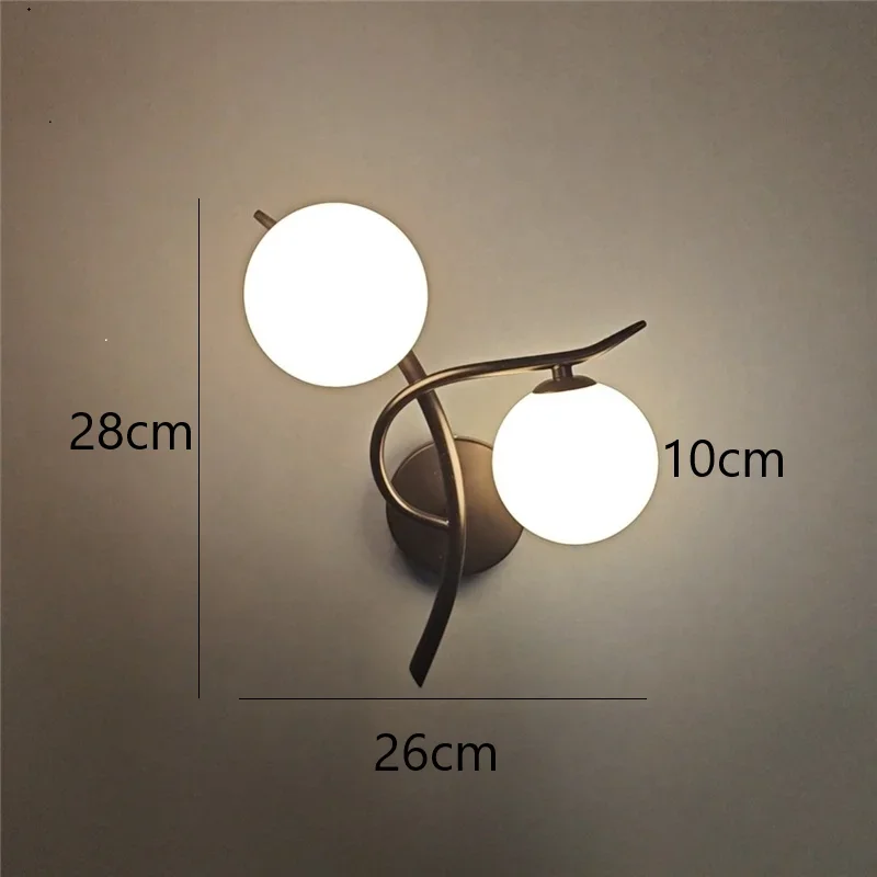 Nordic Modern LED Iron Wall Lamp Bedroom Bedside Corridor Glass Ball G9 Light - Image 9