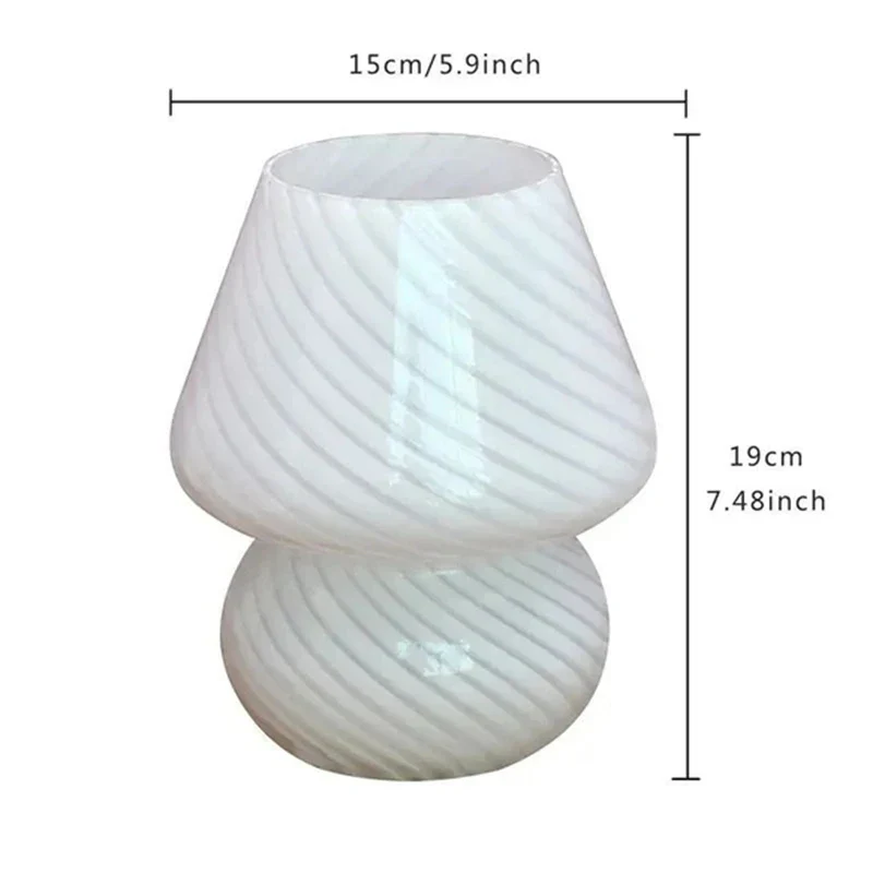 Nordic Mushroom Lamp Vintage Glass Bedside Night Light for Bedroom Living Room - Image 4