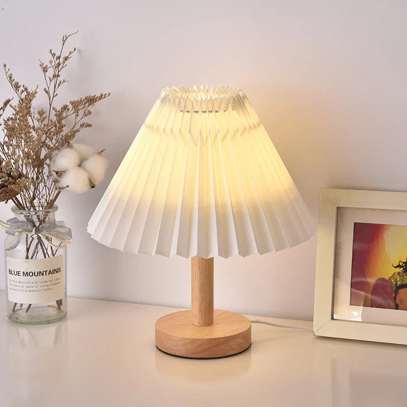 Nordic Pleated LED Table Lamp Foldable USB DIY Bedside Night Light Home Decor - Image 2