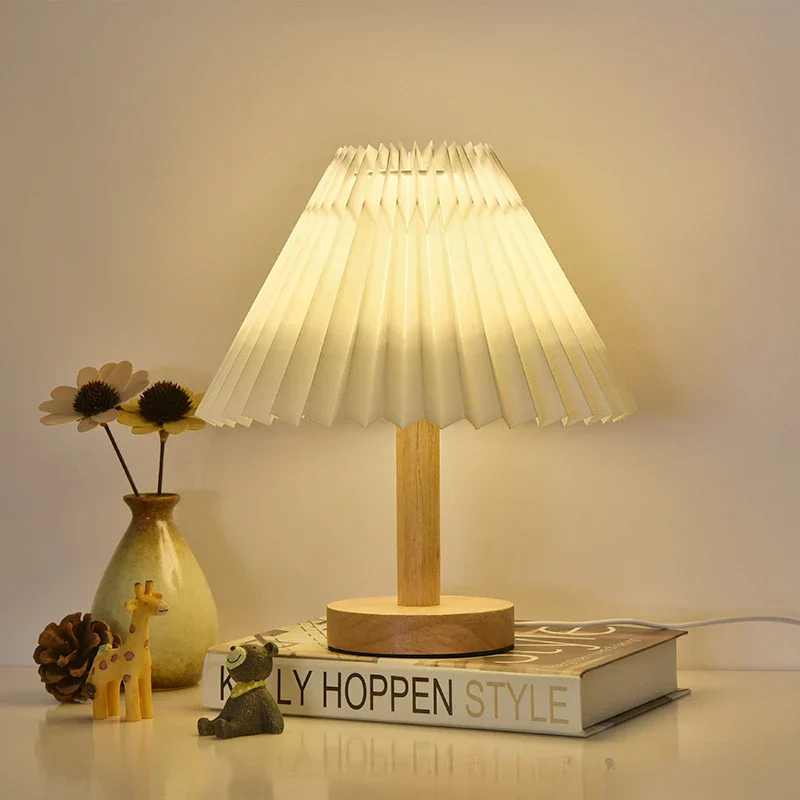 Nordic Pleated LED Table Lamp Foldable USB DIY Bedside Night Light Home Decor - Image 3