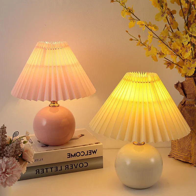 Nordic Pleated Table Lamp LED USB Foldable Bedside Desk Light Art Home Decor - Image 2