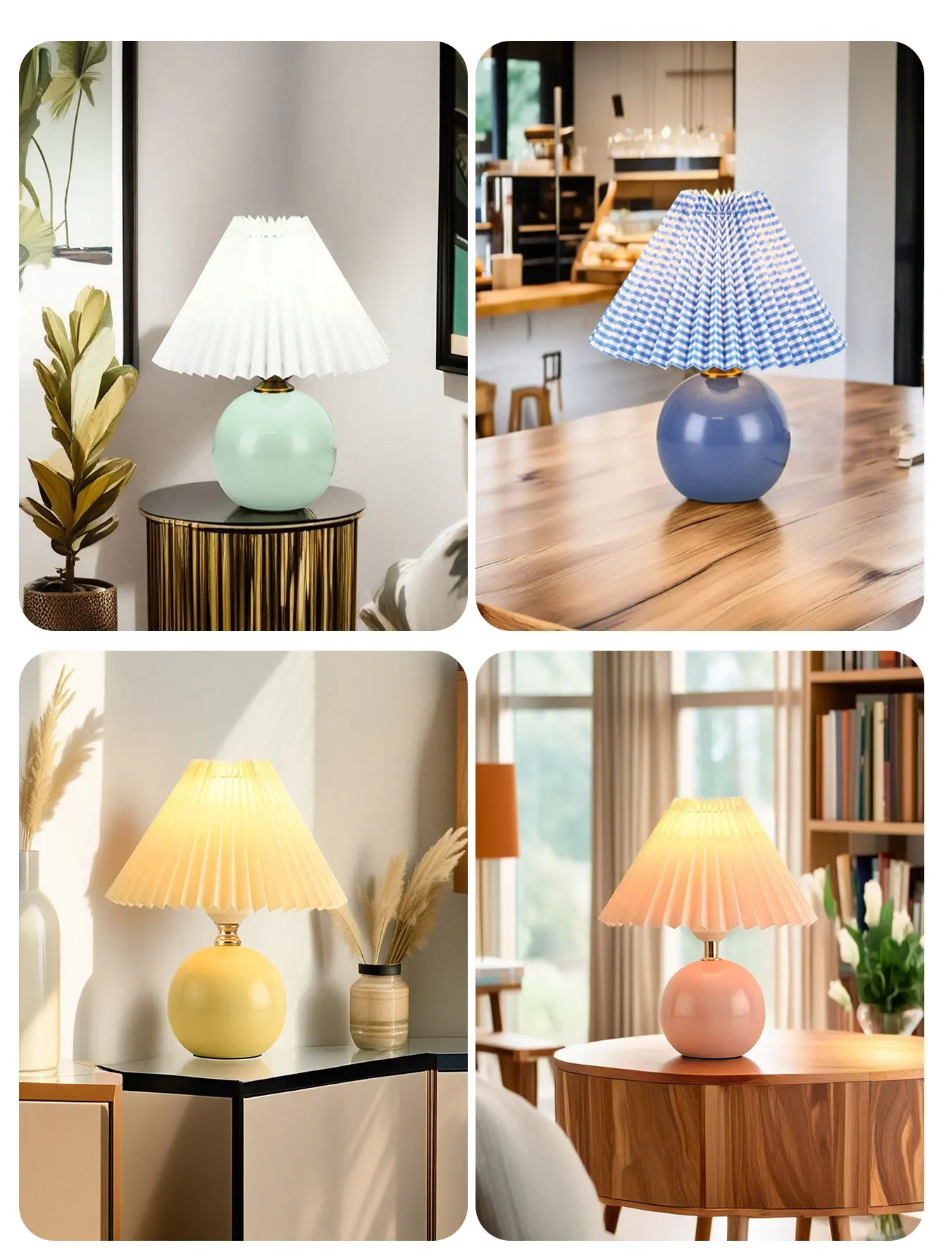Nordic Pleated Table Lamp LED USB Foldable Bedside Desk Light Art Home Decor - Image 3