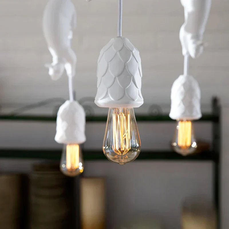 Nordic Resin Squirrel LED Pendant Light Hanging Lamp for Kids Room Kitchen Decor - Image 3