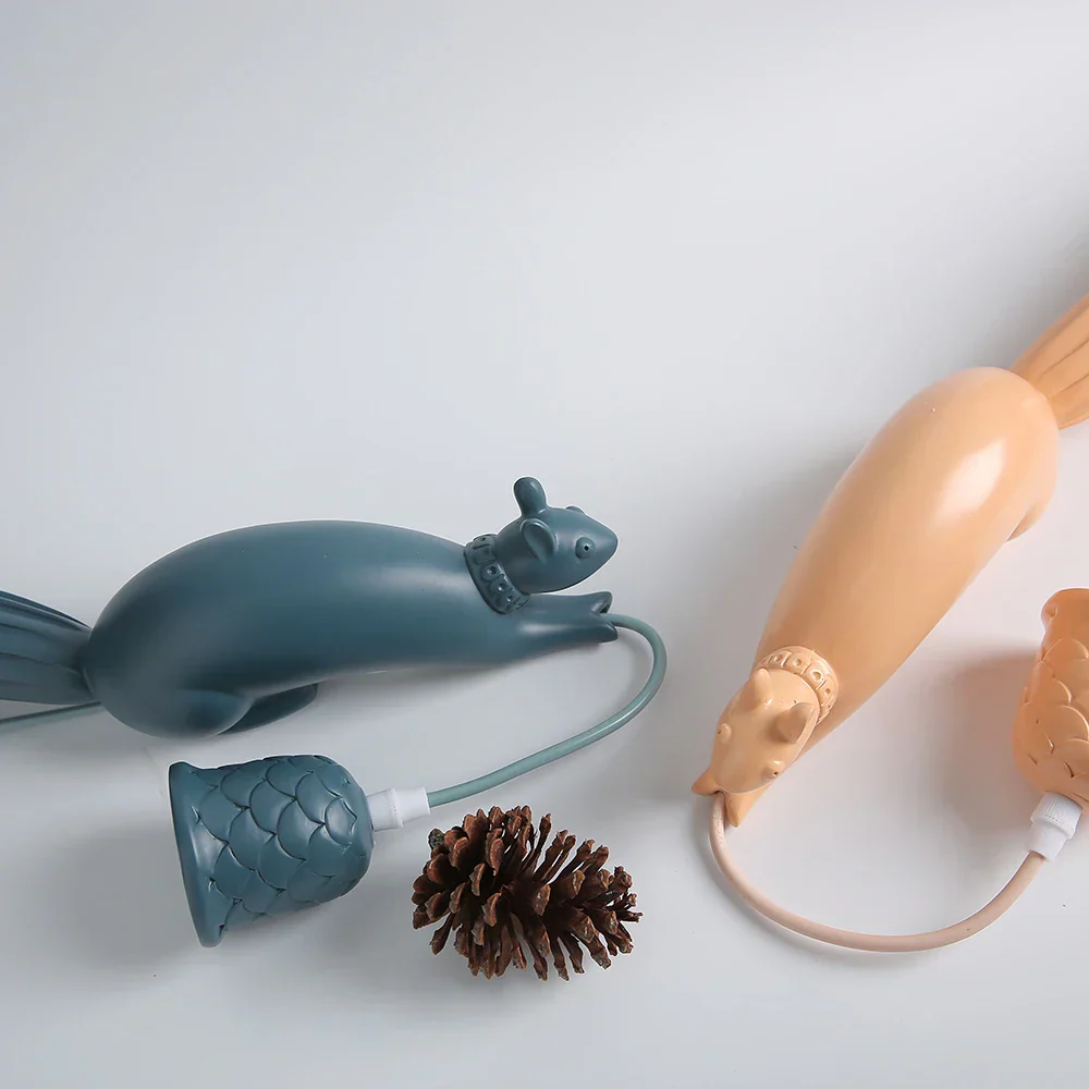 Nordic Resin Squirrel LED Pendant Light Hanging Lamp for Kids Room Kitchen Decor - Image 5