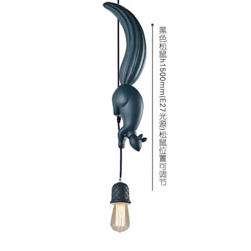 Nordic Resin Squirrel LED Pendant Light Hanging Lamp for Kids Room Kitchen Decor - Image 8