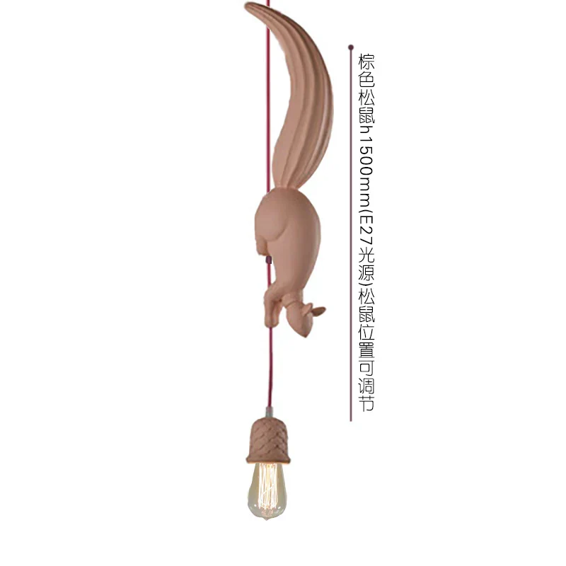 Nordic Resin Squirrel LED Pendant Light Hanging Lamp for Kids Room Kitchen Decor - Image 9