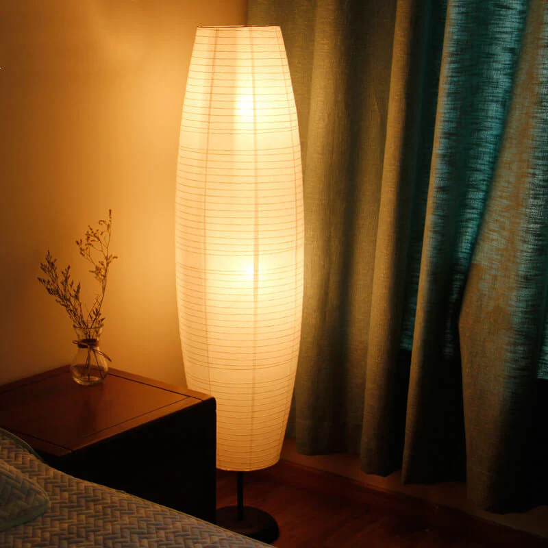 Nordic Rice Paper Column Floor Lamp 2-Light Tri-Color Lighting - Image 2