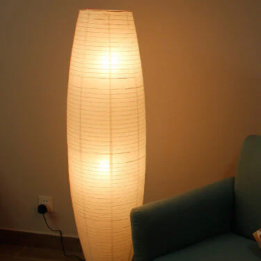 Nordic Rice Paper Column Floor Lamp 2-Light Tri-Color Lighting - Image 3