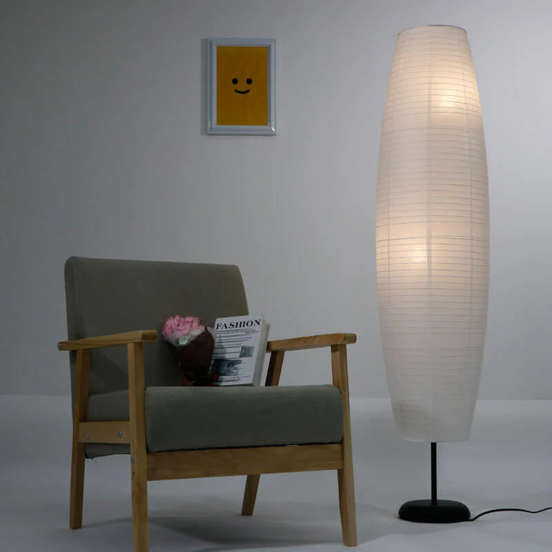 Nordic Rice Paper Column Floor Lamp 2-Light Tri-Color Lighting - Image 9