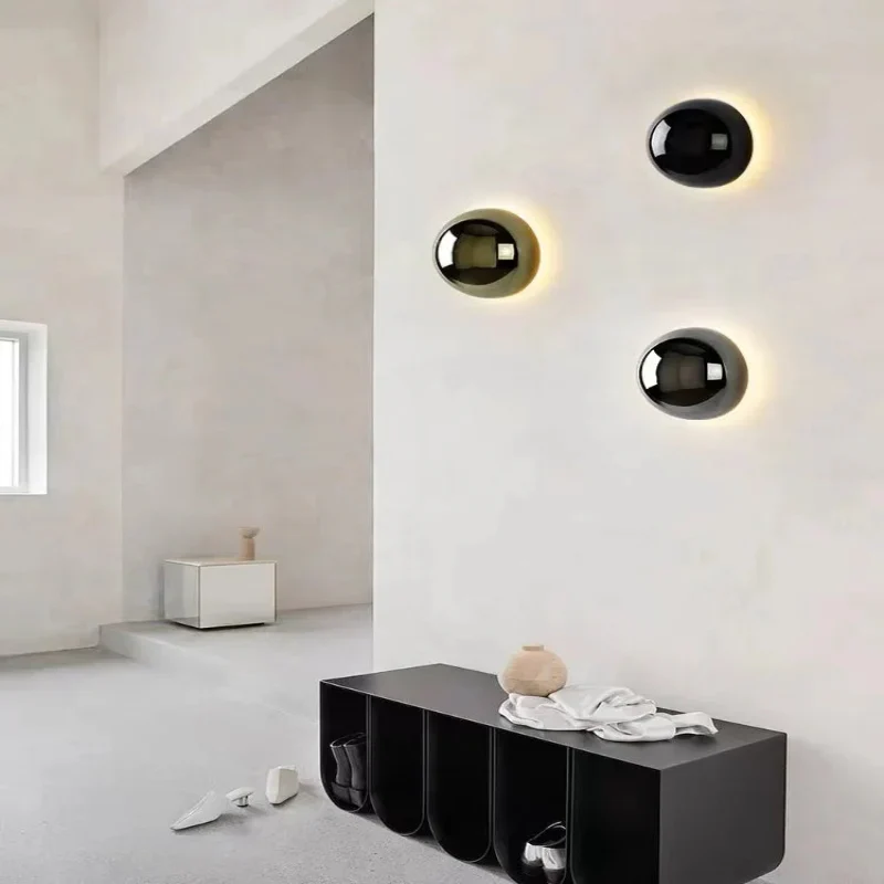 Nordic Silver Wall Lamp Minimalist Circular LED Light for Bedroom Hallway Stairs