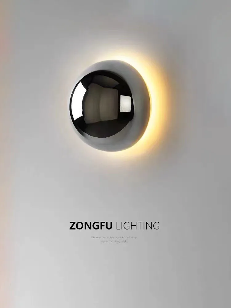 Nordic Silver Wall Lamp Minimalist Circular LED Light for Bedroom Hallway Stairs - Image 3