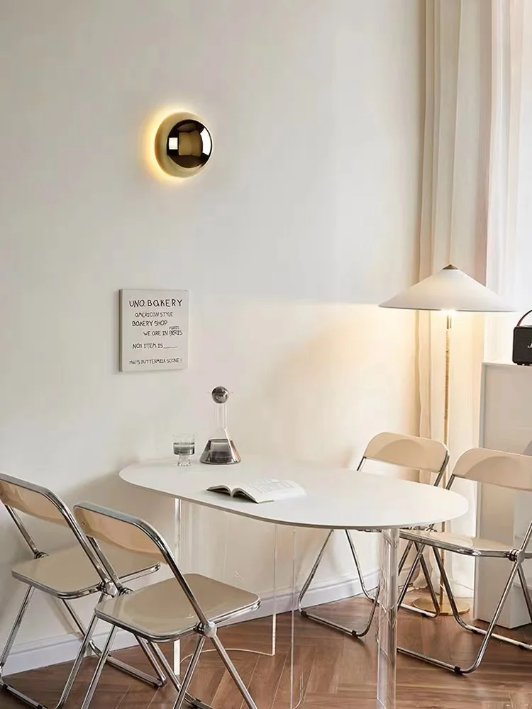 Nordic Silver Wall Lamp Minimalist Circular LED Light for Bedroom Hallway Stairs - Image 4