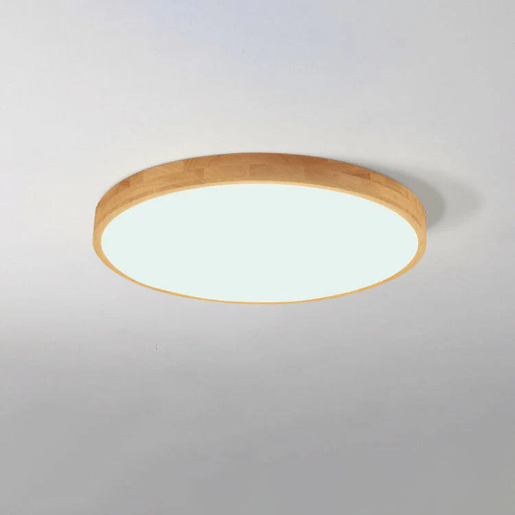 Nordic Solid Wood Round Ultra Thin LED Flush Mount Ceiling Light 18W - Image 11