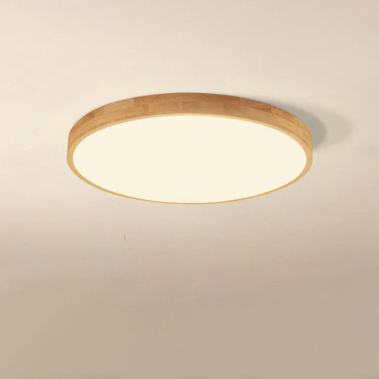 Nordic Solid Wood Round Ultra Thin LED Flush Mount Ceiling Light 18W - Image 12