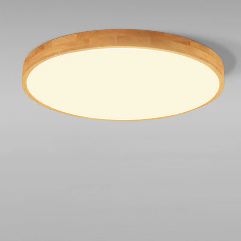 Nordic Solid Wood Round Ultra Thin LED Flush Mount Ceiling Light 18W - Image 13
