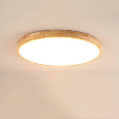 Nordic Solid Wood Round Ultra Thin LED Flush Mount Ceiling Light 18W - Image 14