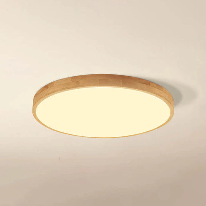Nordic Solid Wood Round Ultra Thin LED Flush Mount Ceiling Light 18W - Image 15