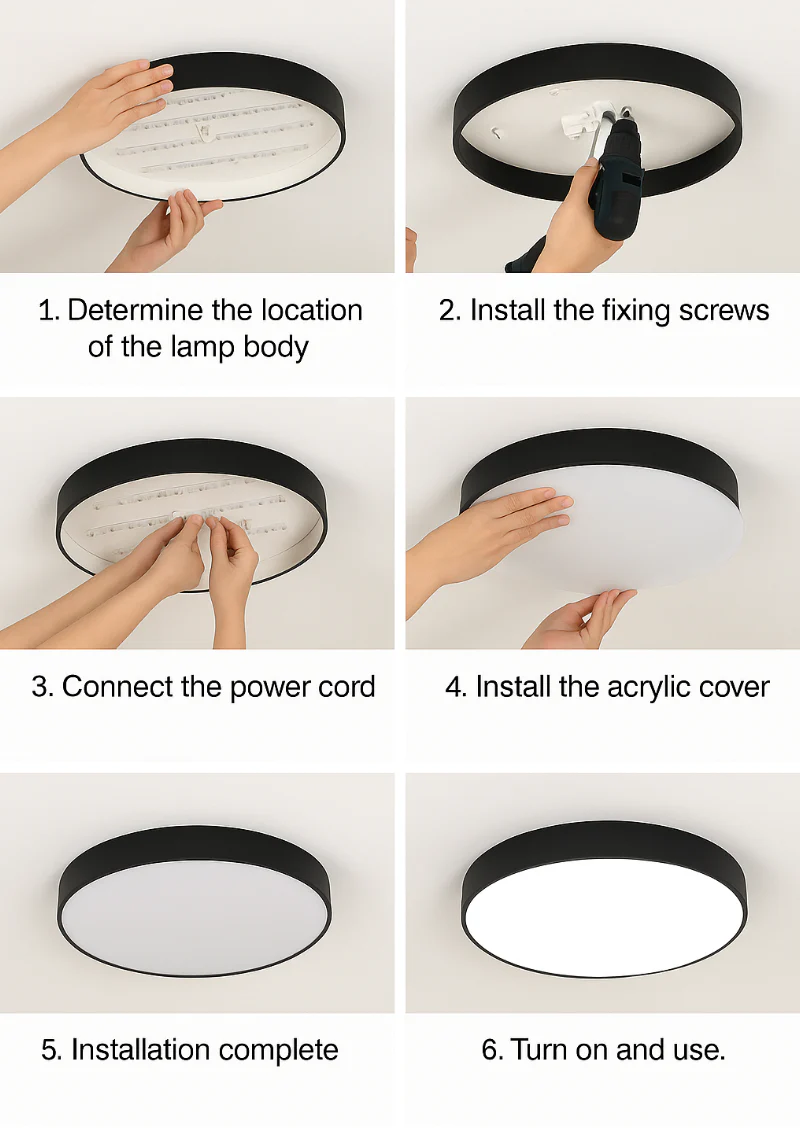 Nordic Solid Wood Round Ultra Thin LED Flush Mount Ceiling Light 18W - Image 17