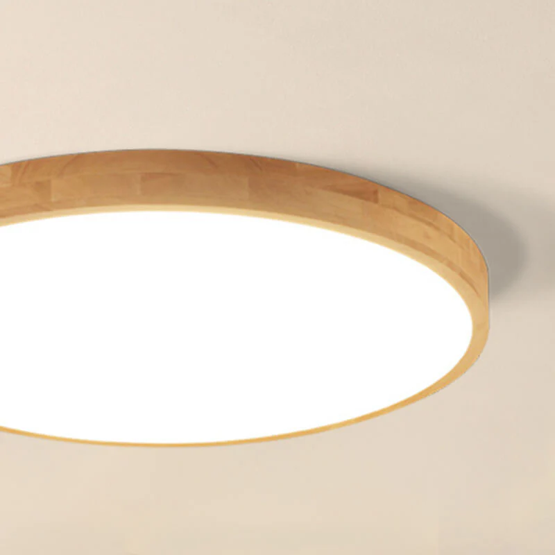 Nordic Solid Wood Round Ultra Thin LED Flush Mount Ceiling Light 18W - Image 7