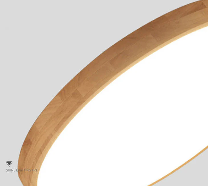 Nordic Solid Wood Round Ultra Thin LED Flush Mount Ceiling Light 18W - Image 8