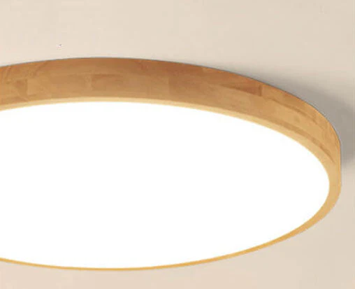 Nordic Solid Wood Round Ultra Thin LED Flush Mount Ceiling Light 18W - Image 9