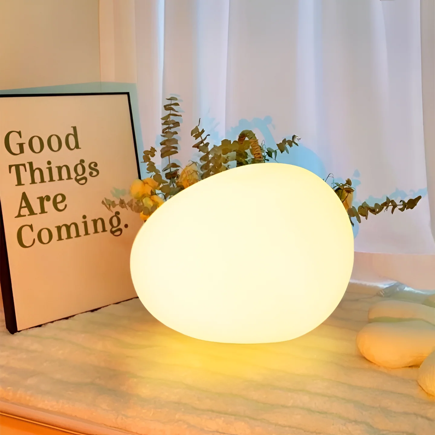 Nordic Stone-Shaped LED Table Lamp 3-Color Modern Ambient Light - Image 12