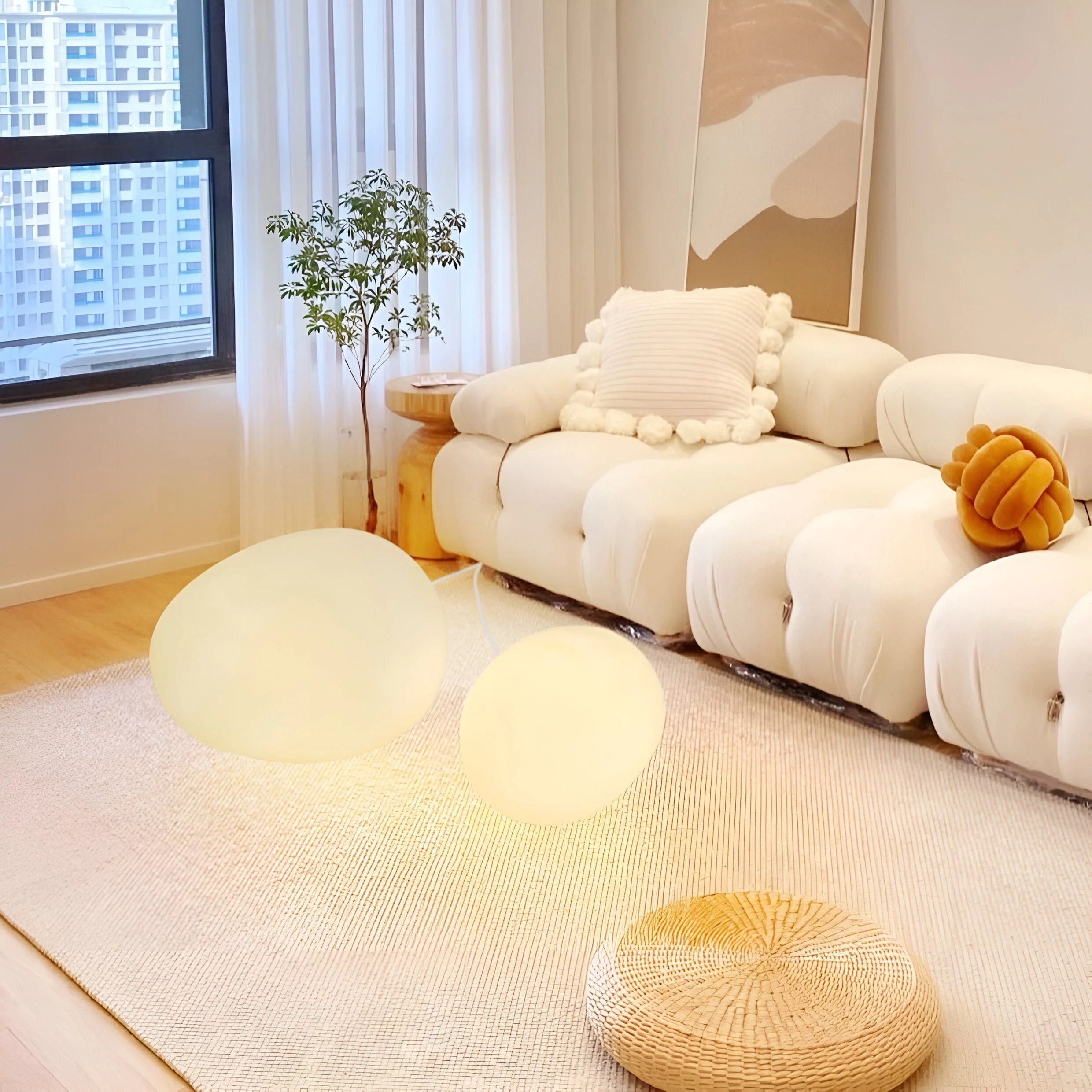 Nordic Stone-Shaped LED Table Lamp 3-Color Modern Ambient Light - Image 3