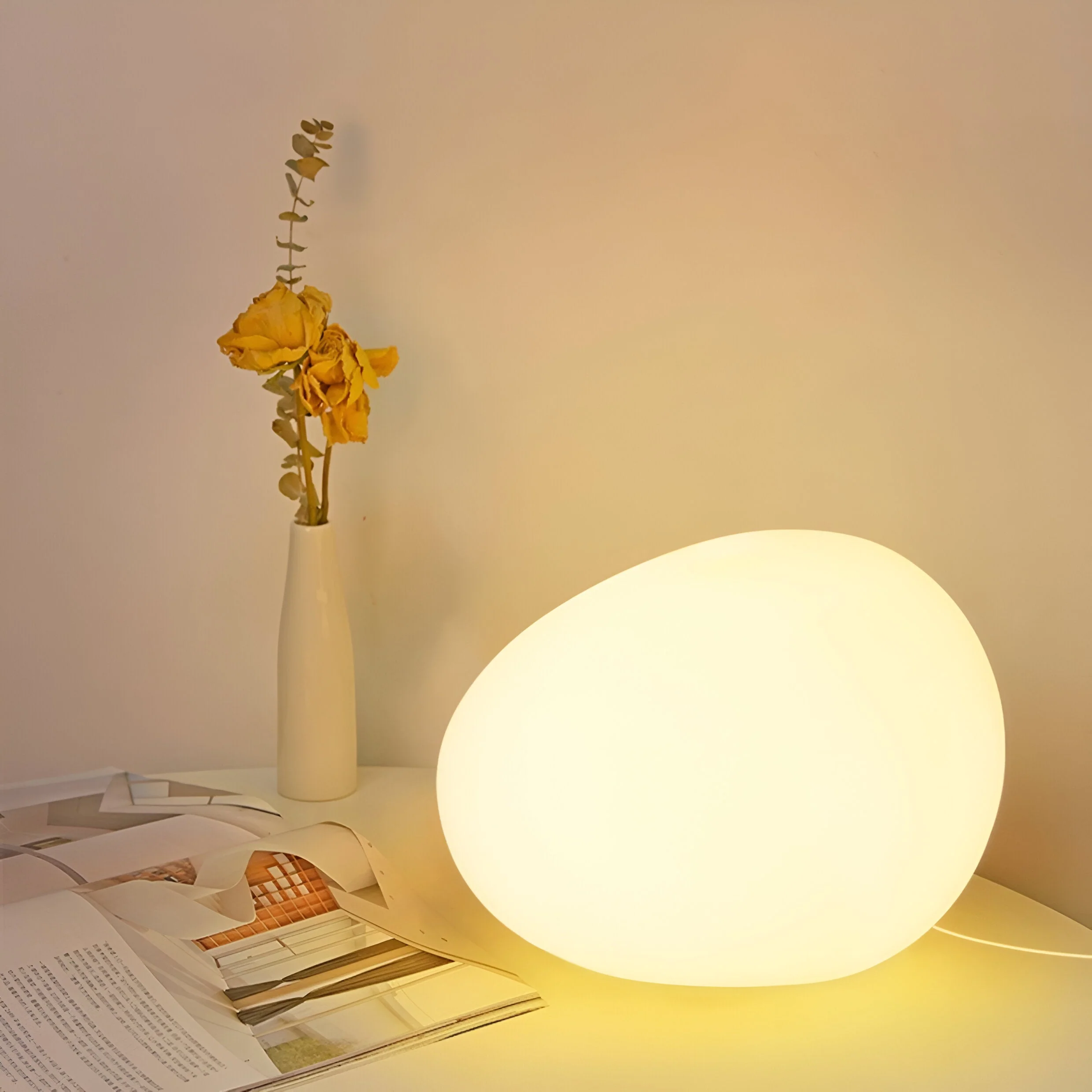 Nordic Stone-Shaped LED Table Lamp 3-Color Modern Ambient Light - Image 4