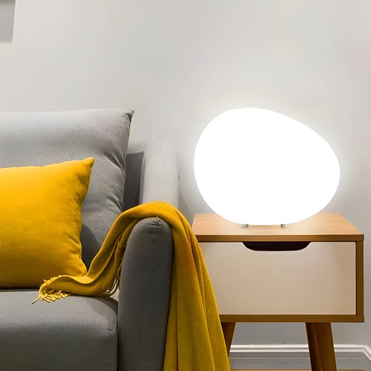Nordic Stone-Shaped LED Table Lamp 3-Color Modern Ambient Light - Image 8