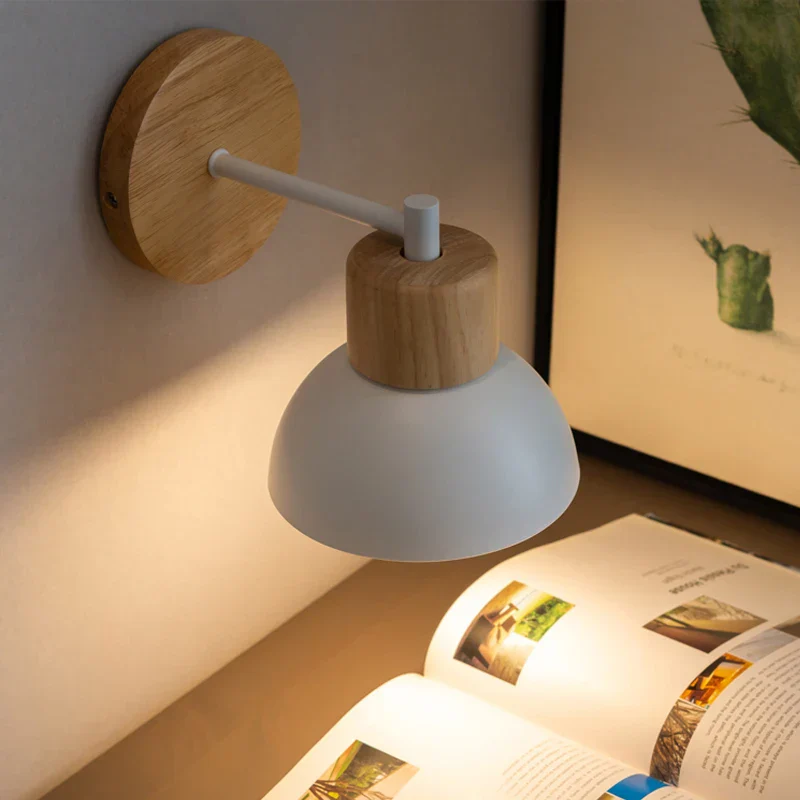 Nordic Wood LED Wall Lamp Bedside Sconce for Bedroom Staircase Balcony - Image 3