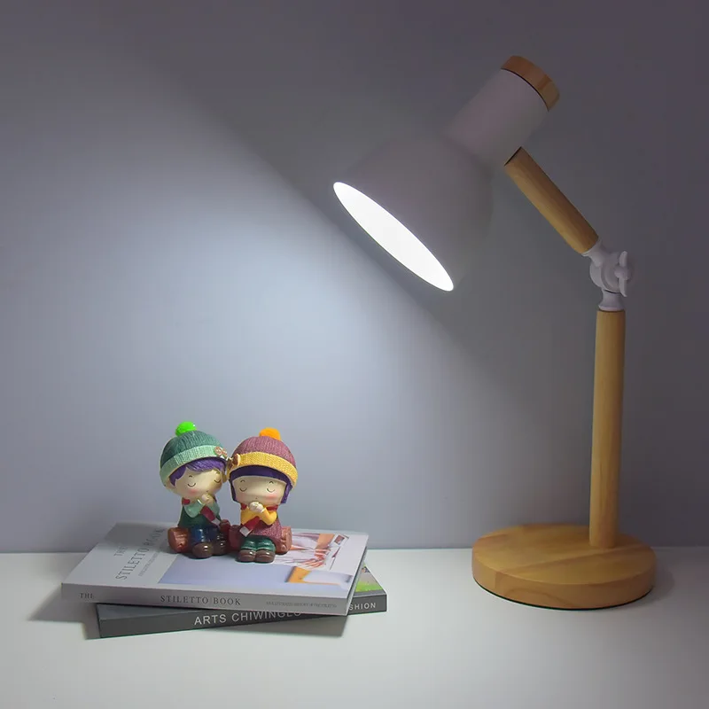 Nordic Wood Table Lamp Eye Care E27 Desk Light Adjustable Bedside Reading Lamp - Image 3
