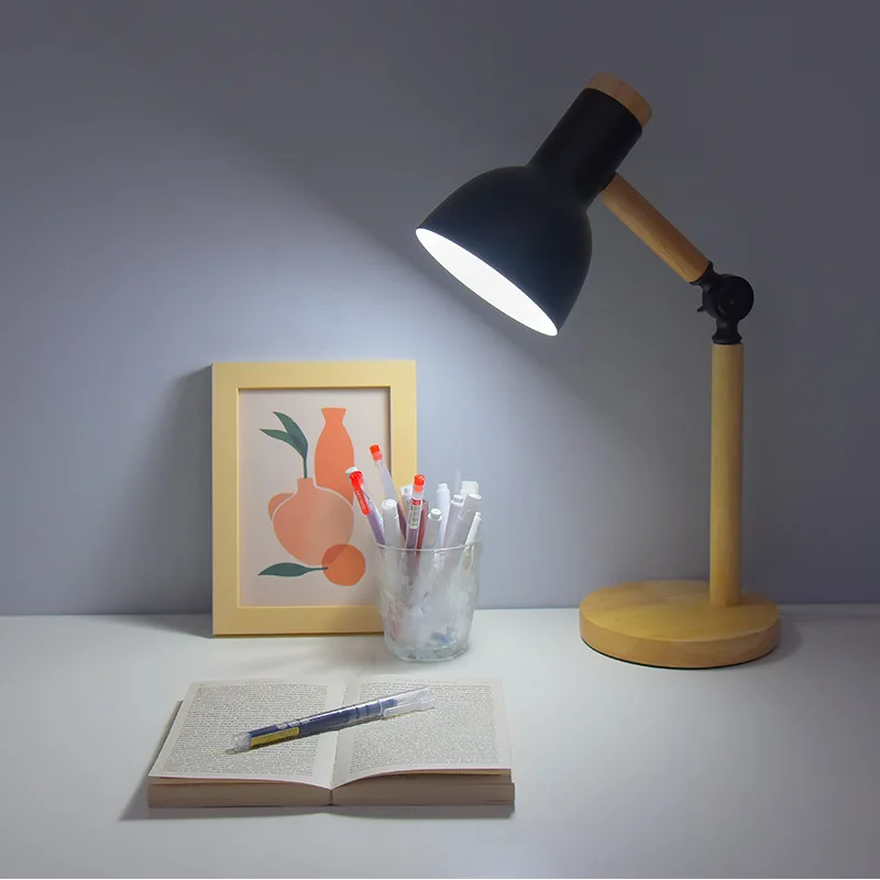 Nordic Wood Table Lamp Eye Care E27 Desk Light Adjustable Bedside Reading Lamp - Image 4