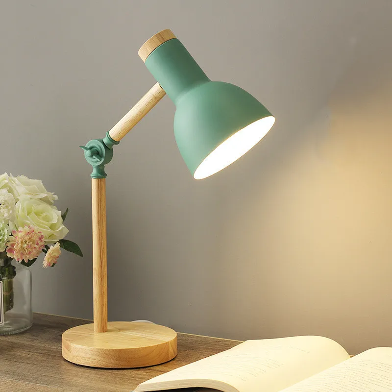 Nordic Wood Table Lamp Eye Care E27 Desk Light Adjustable Bedside Reading Lamp - Image 5