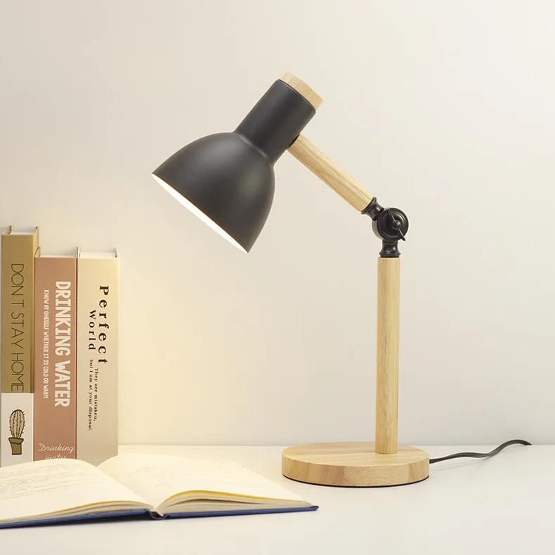 Nordic Wood Table Lamp Eye Care E27 Desk Light Adjustable Bedside Reading Lamp - Image 8