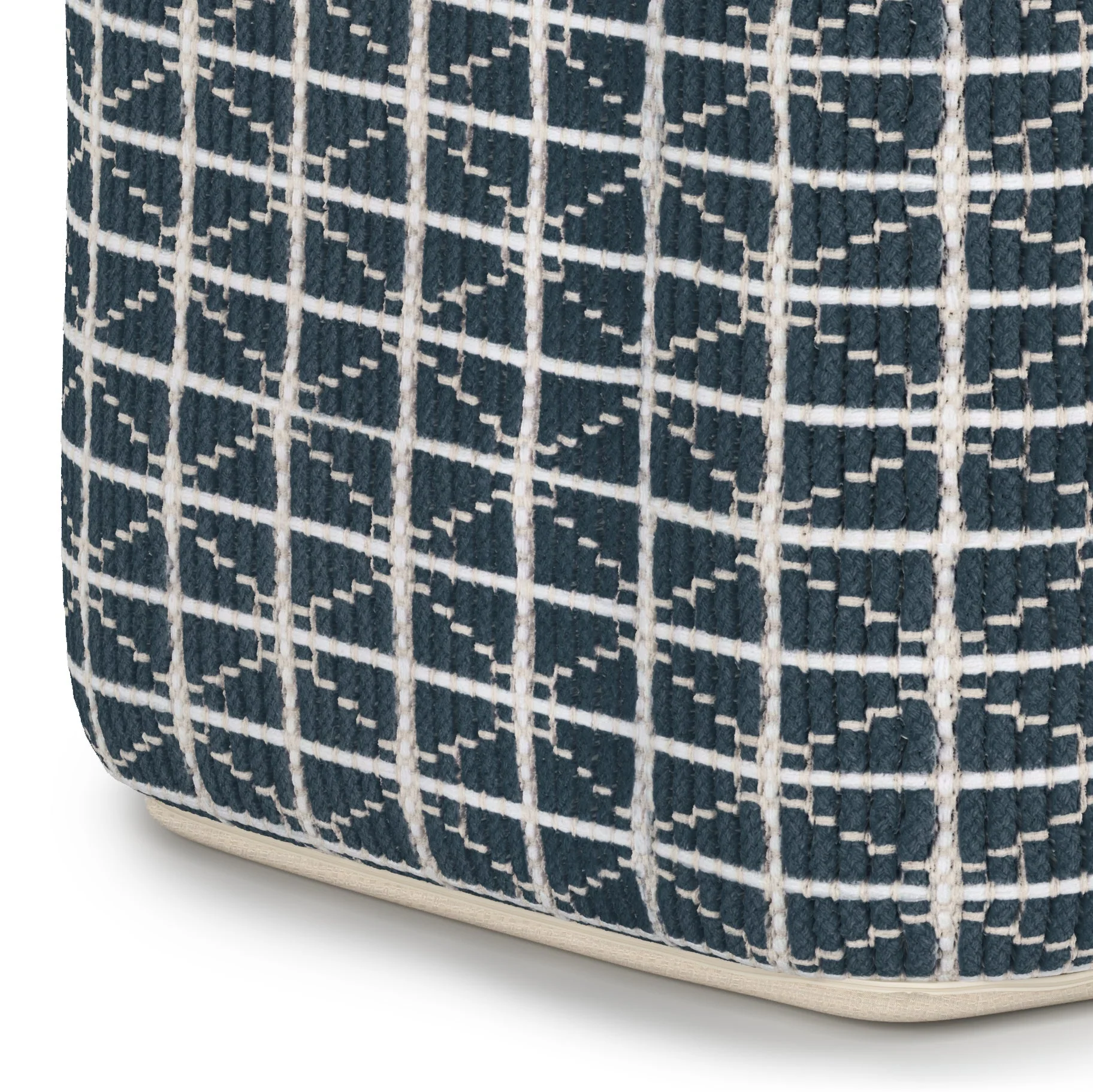 Noreen Square Pouf - Dark Blue / White - Image 4
