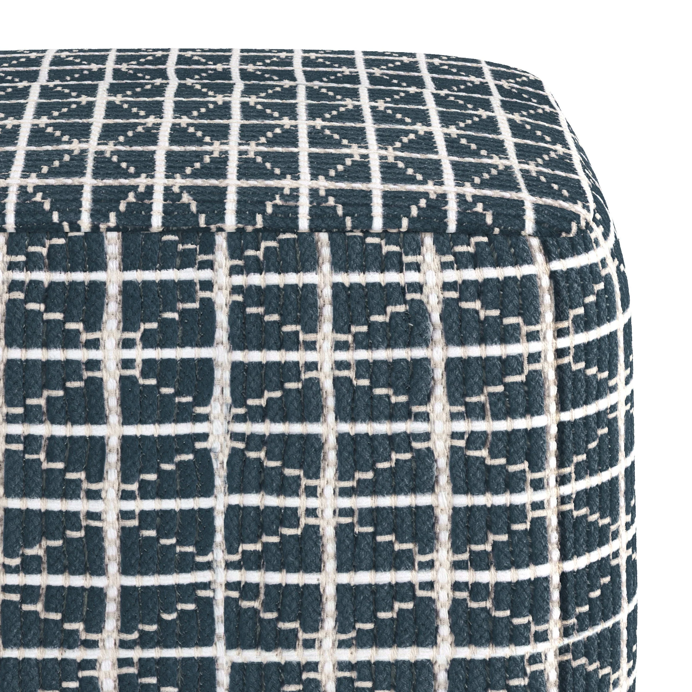 Noreen Square Pouf - Dark Blue / White - Image 5