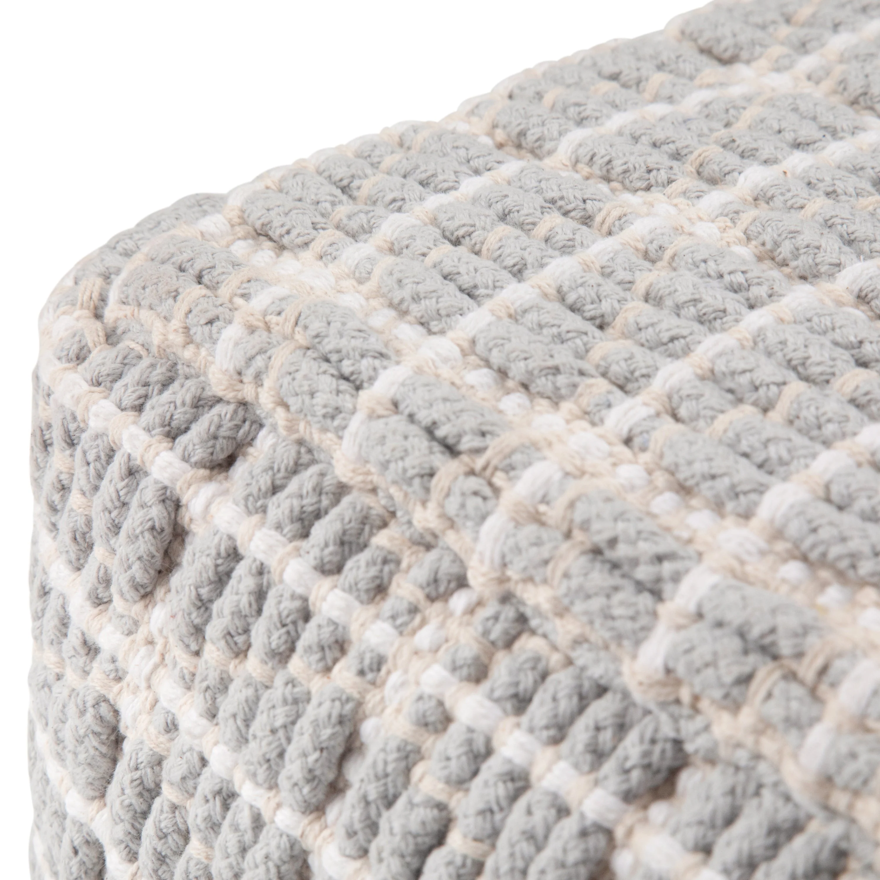 Noreen Square Pouf Light Blue White - Image 2