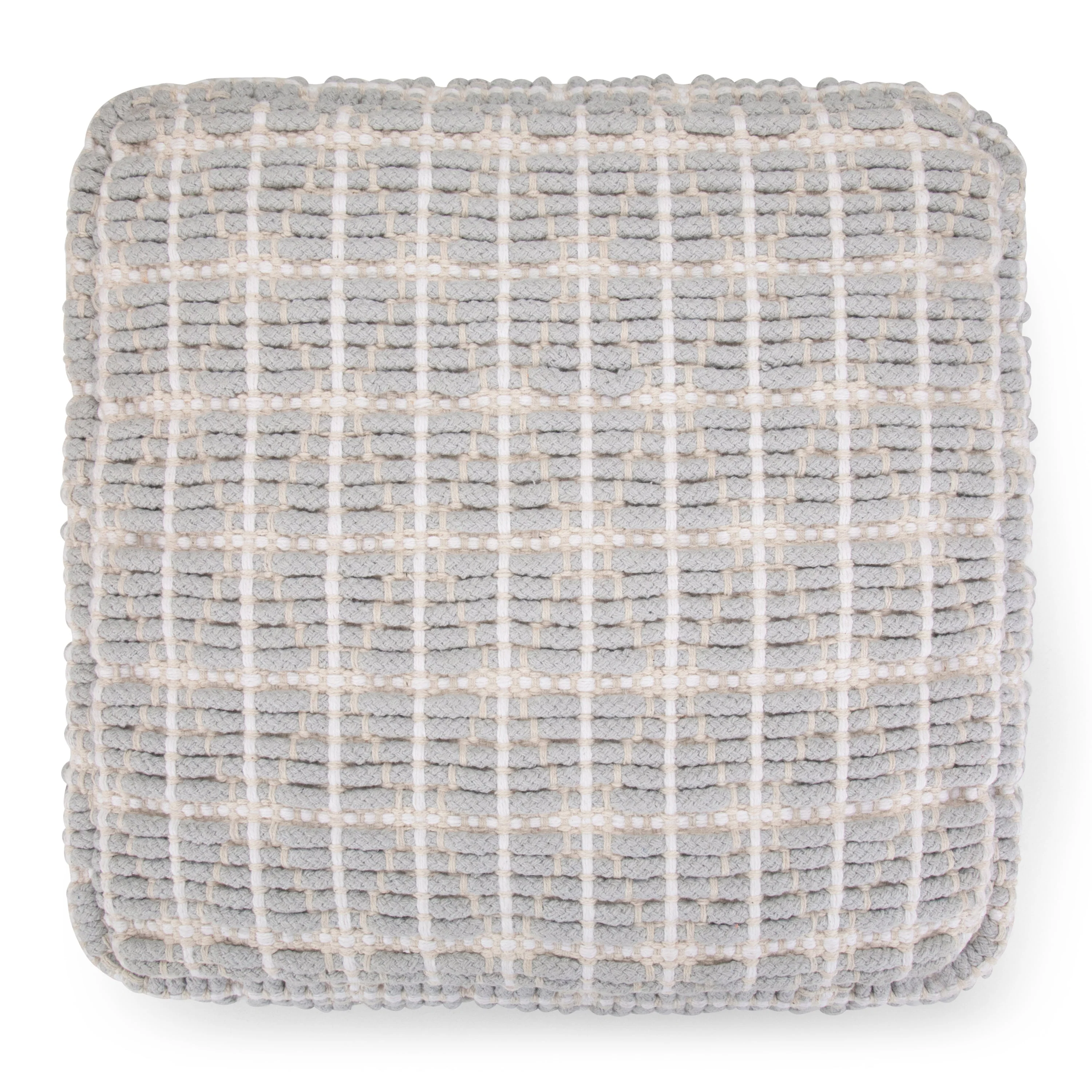 Noreen Square Pouf Light Blue White - Image 5