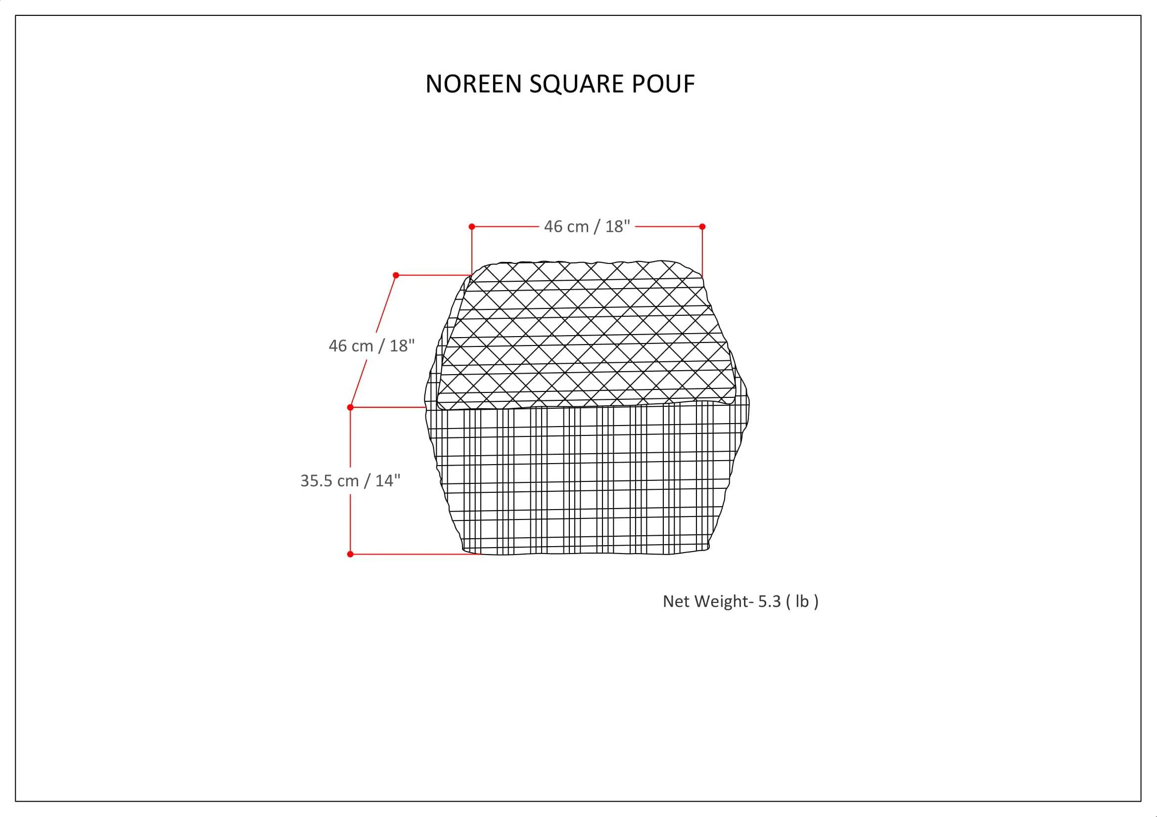 Noreen Square Pouf Light Blue White - Image 6