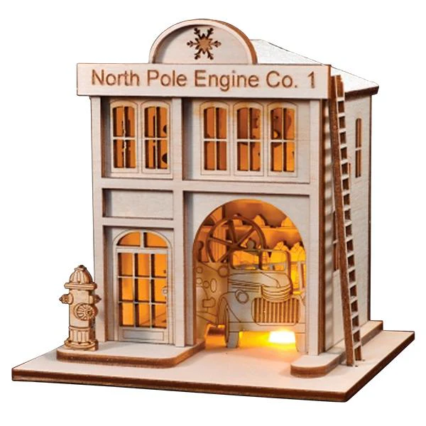 North Pole Engine Co. #1 Firehouse Lighted Cottage - Image 2
