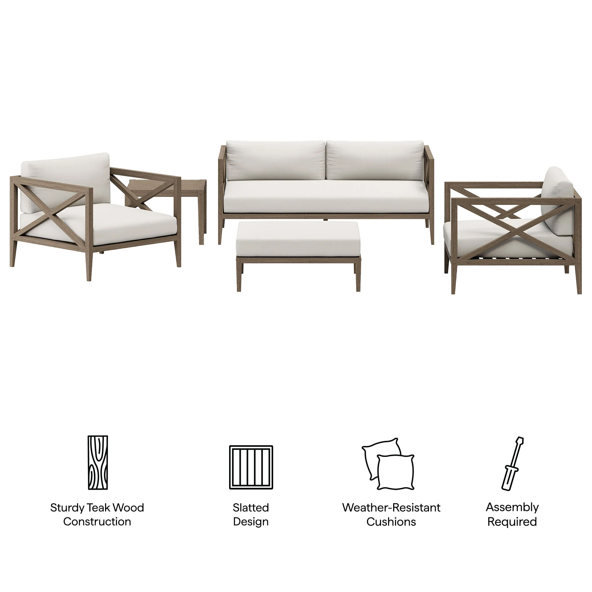Northlake 5-Piece Outdoor Patio Teak Wood Furniture Set by Modway - Image 6