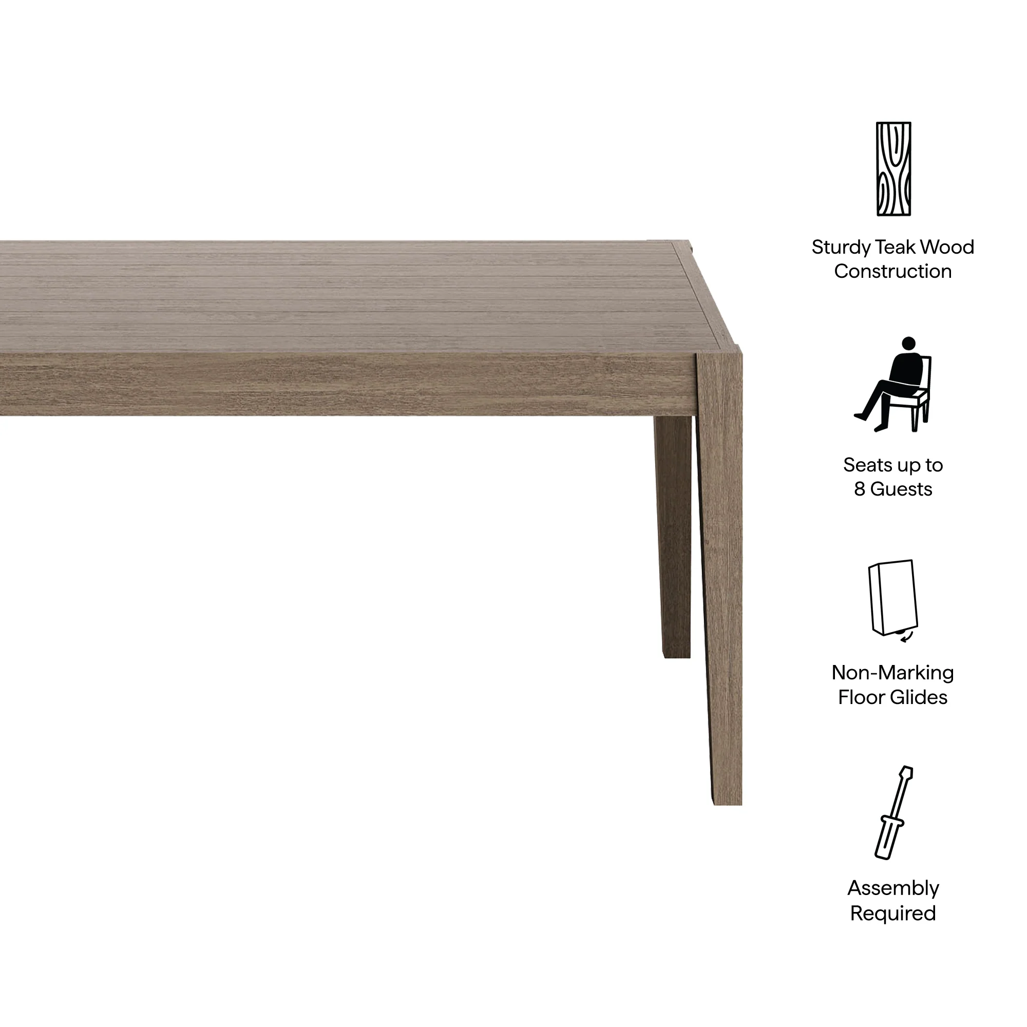 Northlake 83" Rectangular Outdoor Patio Teak Dining Table - Image 3